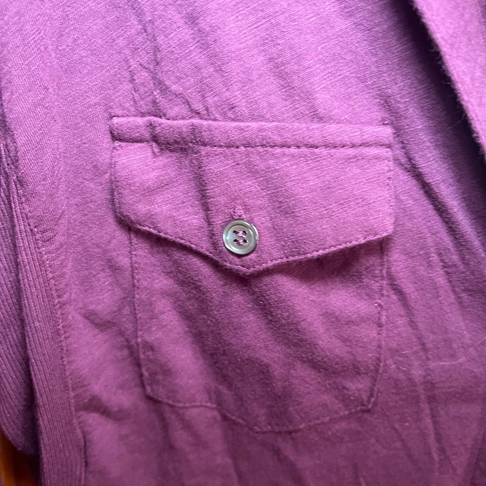 James Perse Three Quarter Sleeve Purple Button-Up Top - Picture 6 of 12